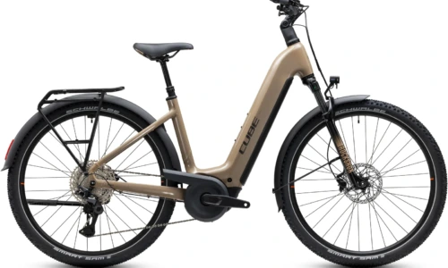 Bicicleta eléctrica Cube Nuride Hybrid Pro 800 cappuccino´n´black Cuadro abierto – vista lateral | Ebike.es