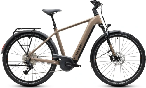 Bicicleta eléctrica Cube Nuride Hybrid Pro 800 cappuccino´n´black Barra alta – vista lateral | Ebike.es