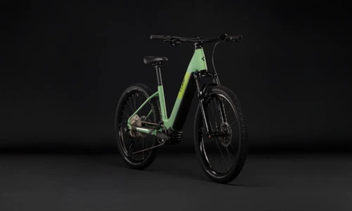 Bicicleta eléctrica Cube Reaction Hybrid ONE 720 cactus´n´black Cuadro abierto – vista frontal | Ebike.es