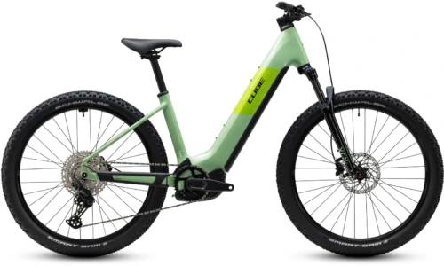 Bicicleta eléctrica Cube Reaction Hybrid ONE 720 cactus´n´black Cuadro semiabierto – vista lateral | Ebike.es