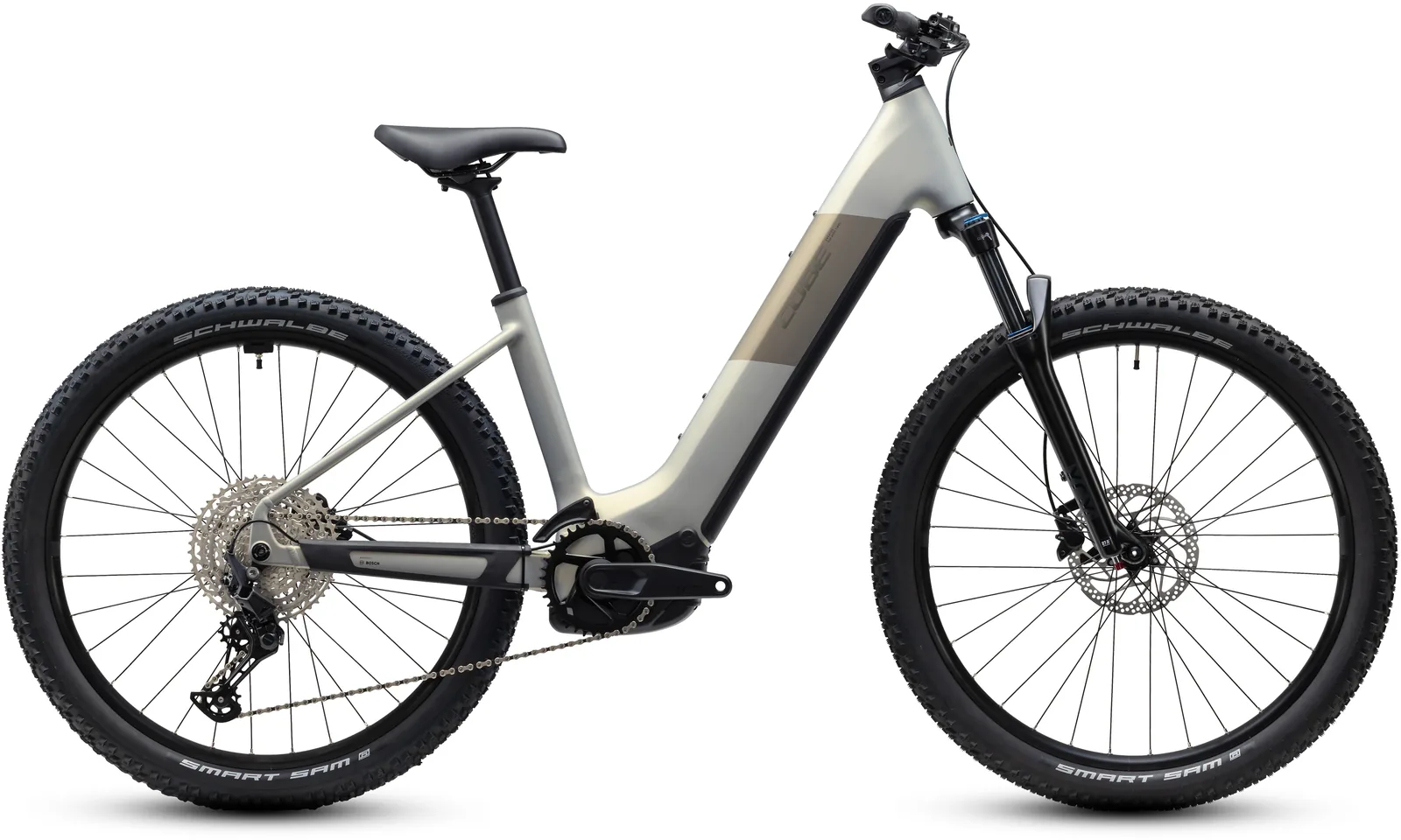 Cube Reaction Hybrid ONE 720 Wh pearlsilver´n´chrome – Bicicleta Eléctrica de Montaña 2027 Cuadro abierto