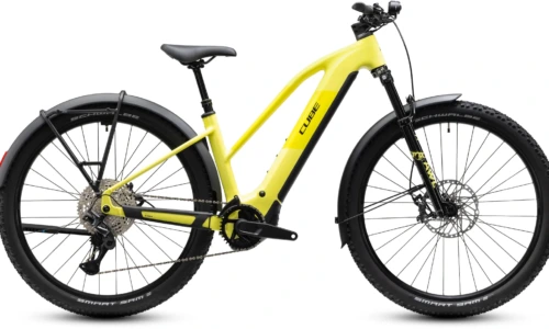 Bicicleta eléctrica Cube Reaction Hybrid Race 800 FE bananasplit´n´black Cuadro semiabierto – vista lateral | Ebike.es