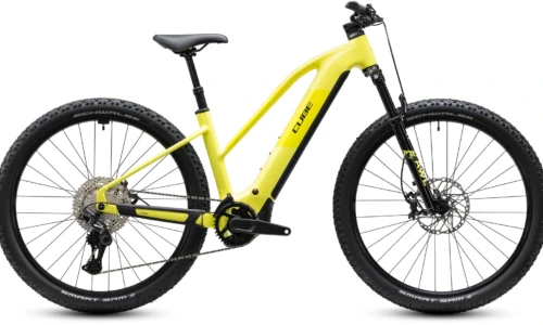 Bicicleta eléctrica Cube Reaction Hybrid Race 800 bananasplit´n´black Cuadro semiabierto – vista lateral | Ebike.es