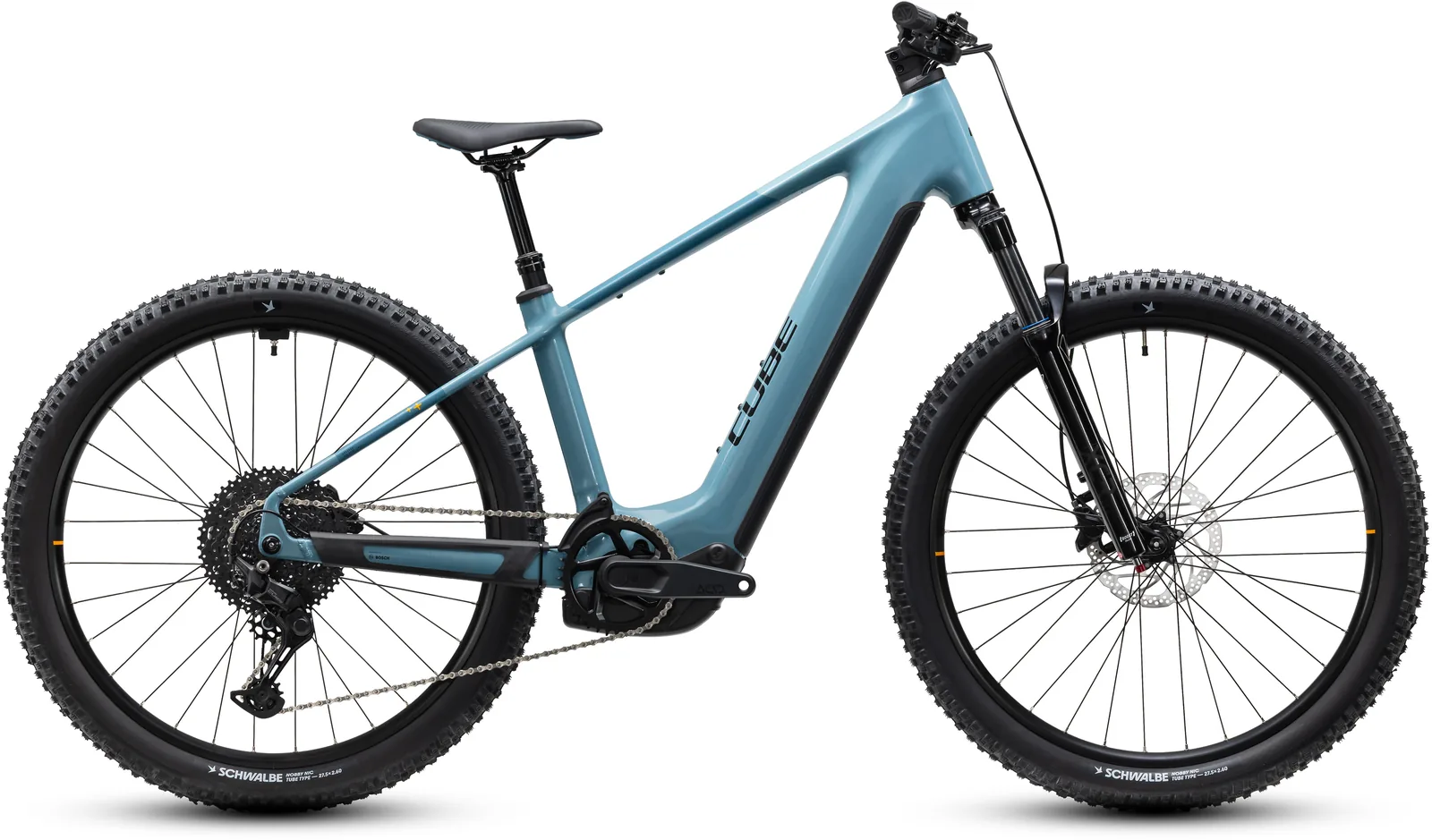 Cube Reaction Hybrid Rookie 540 Wh surfblue´n´black – Bicicleta Eléctrica de Montaña 2027 ebike.es Gran tienda de bicicletas eléctricas en España Bicicleta eléctrica Cube Reaction Hybrid Rookie 540 surfblue´n´black – vista lateral | Ebike.es