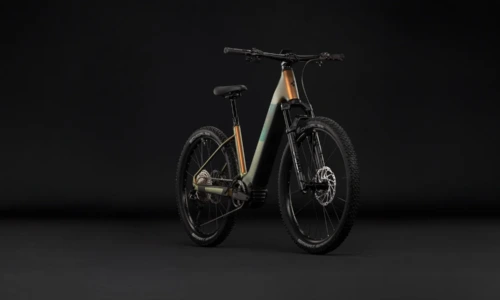 Bicicleta eléctrica Cube Reaction Hybrid SLX 800 autumn´n´black Cuadro abierto – vista frontal | Ebike.es