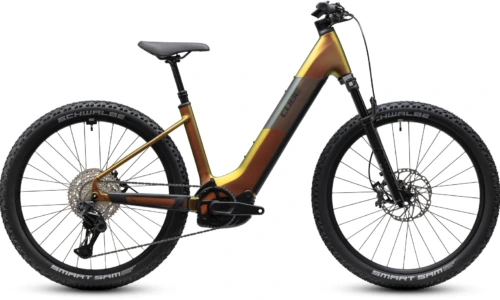 Bicicleta eléctrica Cube Reaction Hybrid SLX 800 autumn´n´black Cuadro abierto – vista lateral | Ebike.es