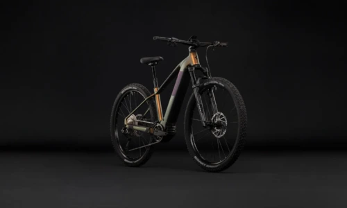 Bicicleta eléctrica Cube Reaction Hybrid SLX 800 autumn´n´black Barra alta – vista frontal | Ebike.es