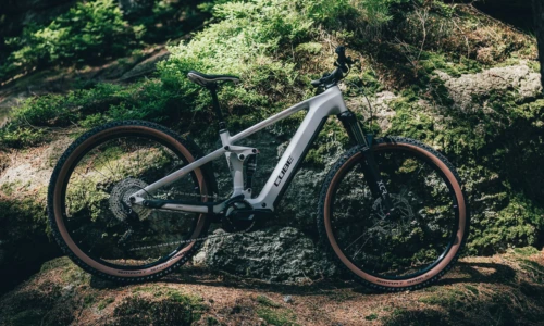 Bicicleta eléctrica Cube Stereo Hybrid ONE22 Pro 800 foggrey´n´sparklerose – vista en exterior | Ebike.es