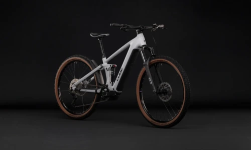 Bicicleta eléctrica Cube Stereo Hybrid ONE22 Pro 800 foggrey´n´sparklerose – vista frontal | Ebike.es