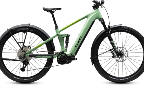 Bicicleta eléctrica Cube Stereo Hybrid ONE22 SLX 800 FE cactus´n´black – vista lateral | Ebike.es
