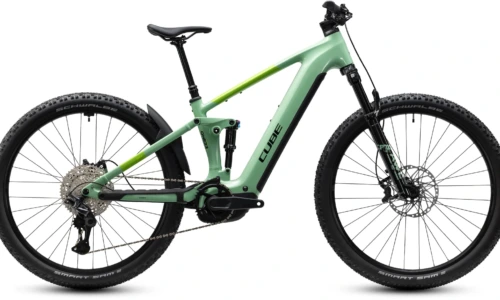 Bicicleta eléctrica Cube Stereo Hybrid ONE22 SLX 800 cactus´n´black – vista lateral | Ebike.es