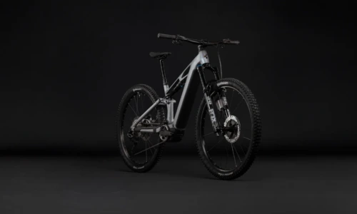 Bicicleta eléctrica Cube Stereo Hybrid ONE44 HPC SLX Evo 800 slategrey´n´prizm – vista frontal | Ebike.es