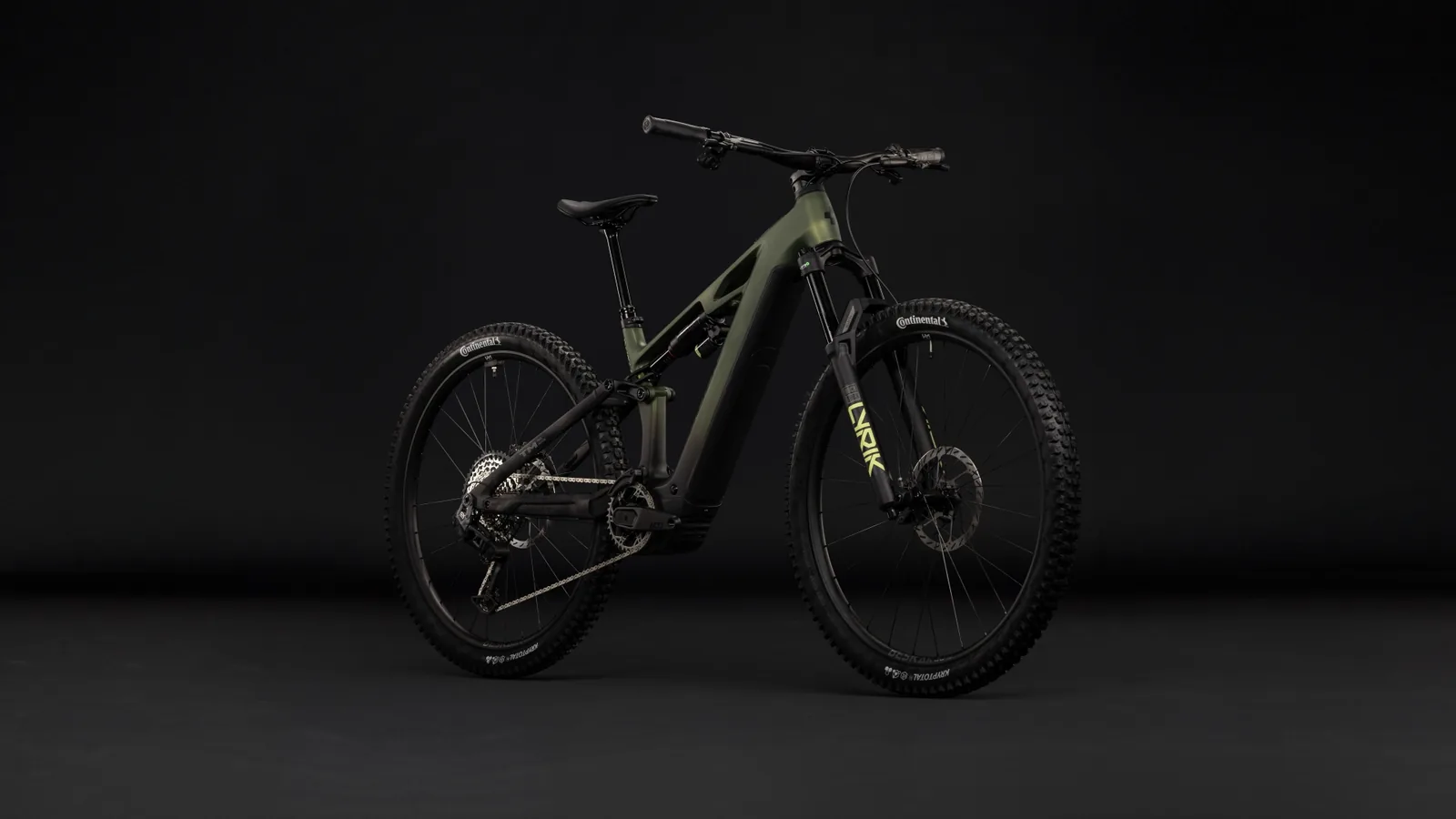 Cube Stereo Hybrid ONE44 HPC TM 800 Wh reedgreen´n´gills – Bicicleta Eléctrica de Montaña Doble Suspensión 2027 ebike.es Gran tienda de bicicletas eléctricas en España 2 Bicicleta eléctrica Cube Stereo Hybrid ONE44 HPC TM 800 reedgreen´n´gills – vista frontal | Ebike.es