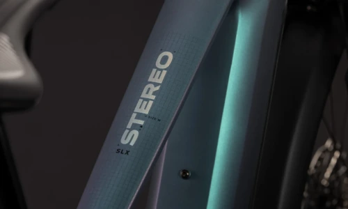 Bicicleta eléctrica Cube Stereo Hybrid ONE44 SLX 800 FE smaragdgrey´n´chrome – detalle 2 | Ebike.es