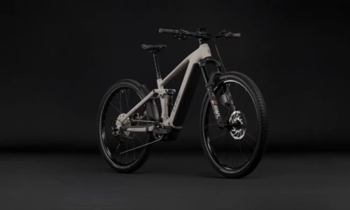 Cube Stereo Hybrid ONE44 SLX 800 Wh oatgrey´n´grey – Bicicleta Eléctrica de Montaña Doble Suspensión 2027 ebike.es Gran tienda de bicicletas eléctricas en España 11 Bicicleta eléctrica Cube Stereo Hybrid ONE44 SLX 800 oatgrey´n´grey – vista frontal | Ebike.es