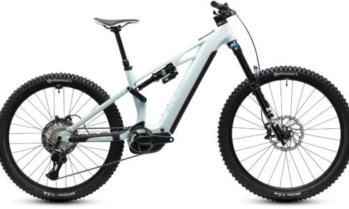 Bicicleta eléctrica Cube Stereo Hybrid ONE77 HPC SLX 800 hintofmint´n´orange – vista lateral | Ebike.es