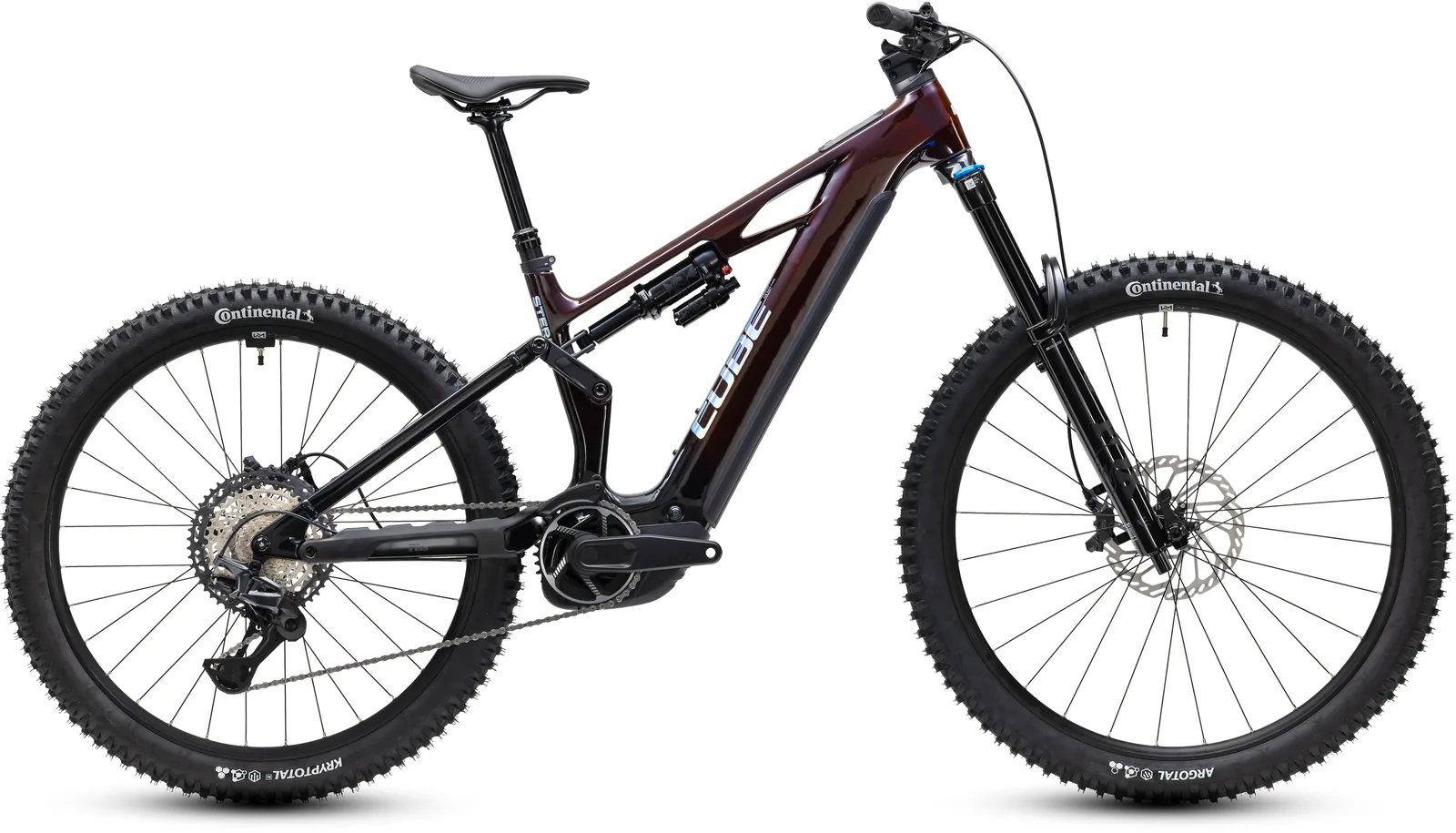 Cube Stereo Hybrid ONE77 HPC SLX 800 Wh liquidred´n´black – Bicicleta Eléctrica de Montaña Doble Suspensión 2027 ebike.es Gran tienda de bicicletas eléctricas en España Bicicleta eléctrica Cube Stereo Hybrid ONE77 HPC SLX 800 liquidred´n´black – vista lateral | Ebike.es