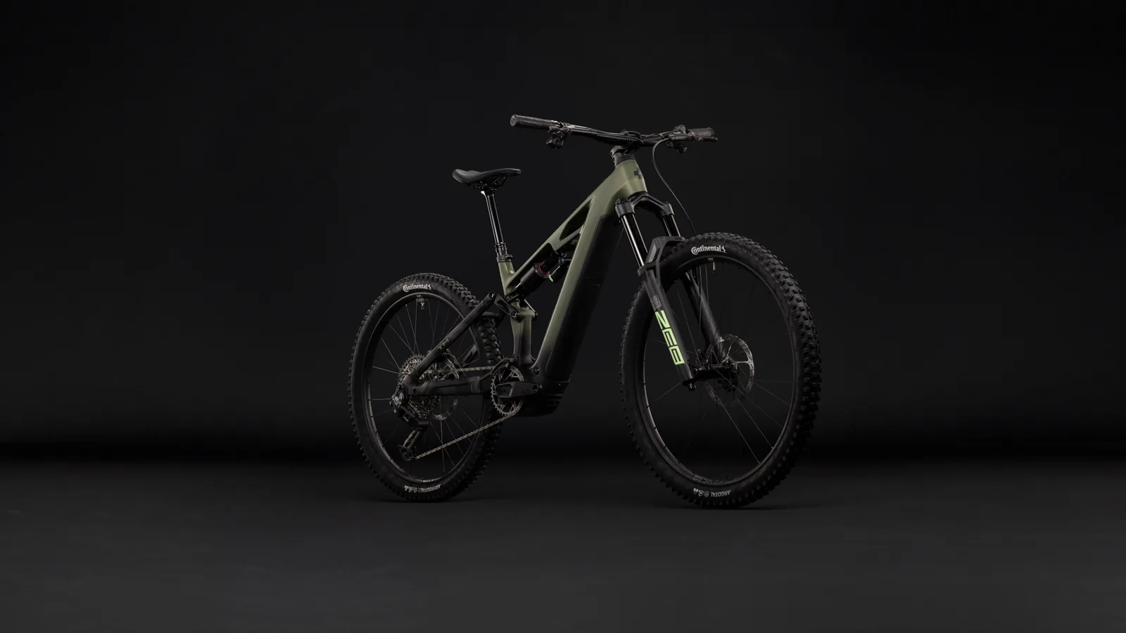 Cube Stereo Hybrid ONE77 HPC TM 800 Wh reedgreen´n´gills – Bicicleta Eléctrica de Montaña Doble Suspensión 2027 ebike.es Gran tienda de bicicletas eléctricas en España 2 Bicicleta eléctrica Cube Stereo Hybrid ONE77 HPC TM 800 reedgreen´n´gills – vista frontal | Ebike.es