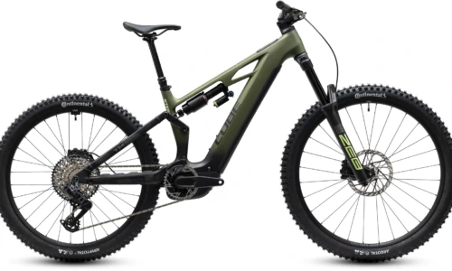 Bicicleta eléctrica Cube Stereo Hybrid ONE77 HPC TM 800 reedgreen´n´gills – vista lateral | Ebike.es