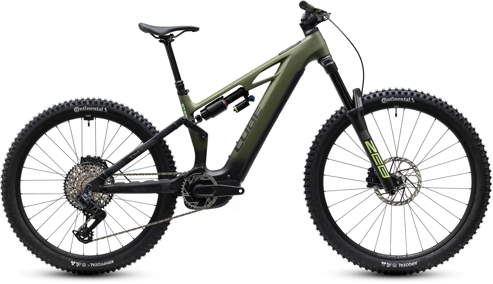 Cube Stereo Hybrid ONE77 HPC TM 800 Wh reedgreen´n´gills – Bicicleta Eléctrica de Montaña Doble Suspensión 2027 ebike.es Gran tienda de bicicletas eléctricas en España Bicicleta eléctrica Cube Stereo Hybrid ONE77 HPC TM 800 reedgreen´n´gills – vista lateral | Ebike.es
