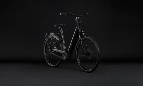 Bicicleta eléctrica Cube Supreme Hybrid Comfort ONE 600 gunmetal´n´reflex Cuadro abierto – vista frontal | Ebike.es