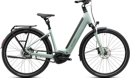 Bicicleta eléctrica Cube Supreme Hybrid Deluxe ONE 600 aloegreen´n´reflex Cuadro abierto – vista lateral | Ebike.es