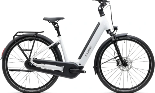 Bicicleta eléctrica Cube Supreme RT Hybrid Comfort EX 600 metallicwhite´n´reflex Cuadro abierto – vista lateral | Ebike.es