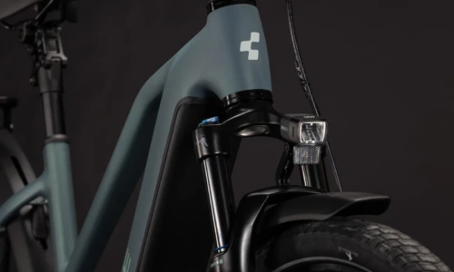 Bicicleta eléctrica Cube Touring Hybrid Deluxe SLX 800 greengranit´n´green Cuadro semiabierto – detalle 5 | Ebike.es