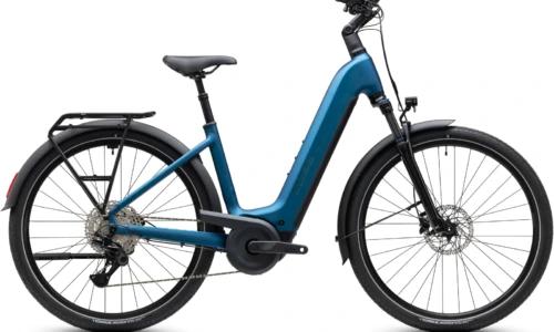 Bicicleta eléctrica Cube Touring Hybrid Pro 800 electricblue´n´prizm Cuadro abierto – vista lateral | Ebike.es