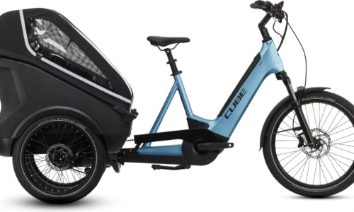 Bicicleta eléctrica Cube Trike Family Hybrid 1500 blue´n´reflex – vista lateral | Ebike.es