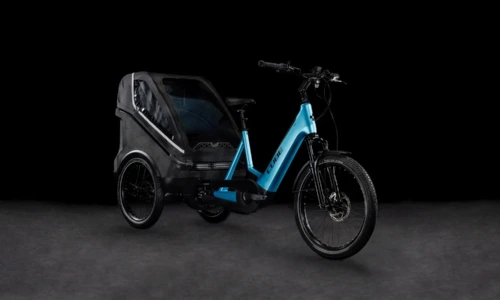 Bicicleta eléctrica Cube Trike Family Hybrid 750 blue´n´reflex – vista frontal | Ebike.es
