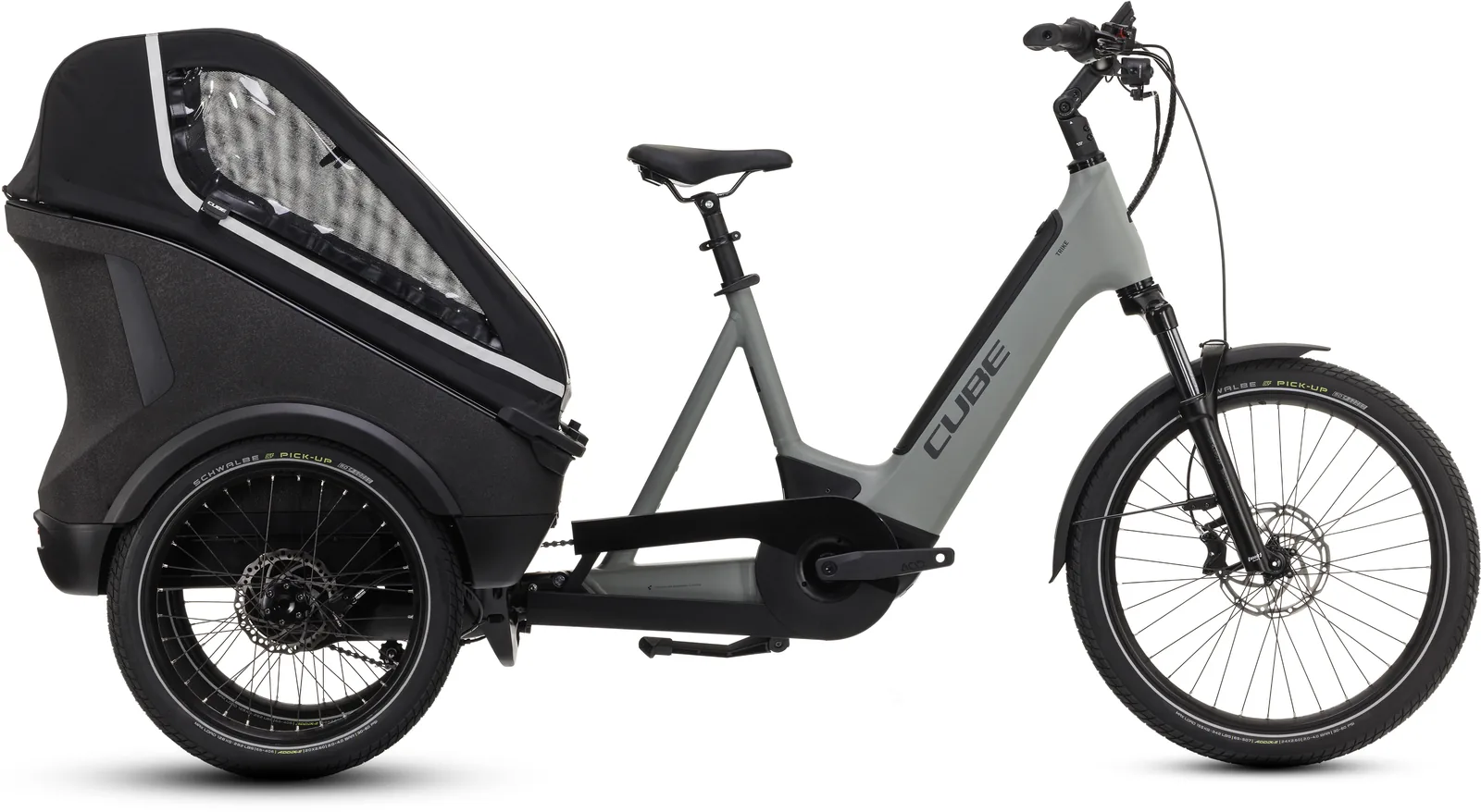 Cube Trike Family Hybrid 750 Wh swampgrey´n´reflex – Bicicleta Eléctrica de Carga 2027 ebike.es Gran tienda de bicicletas eléctricas en España Bicicleta eléctrica Cube Trike Family Hybrid 750 swampgrey´n´reflex – vista lateral | Ebike.es