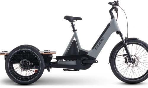 Bicicleta eléctrica Cube Trike Flatbed Hybrid 750 swampgrey´n´reflex – vista lateral | Ebike.es